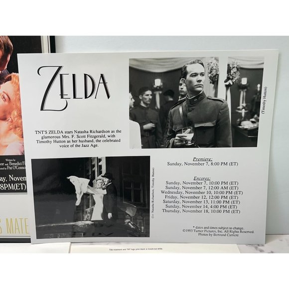 TNT Movie Press Kit Zelda Timothy Hutton Natasha Richardson F Scott Fitzgerald - Picture 3 of 11